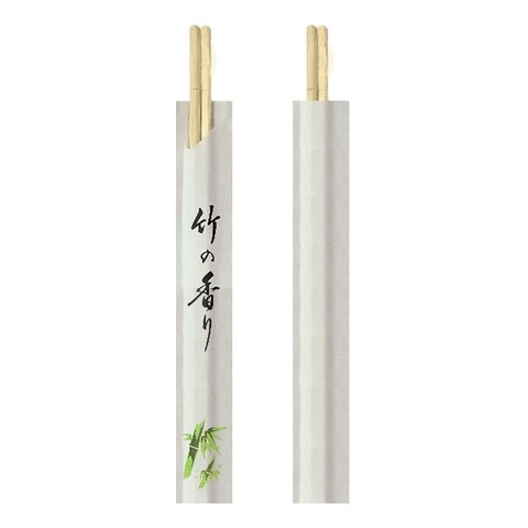 Customised Printed Sleeves Bulk Biodegradable Round Disposable Bamboo Chop Sticks Chopsticks