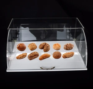 Customized acrylic food showcase for storage cookie,bagels,muffin,pies,tartlet,puddings