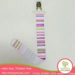 Customized Europe Nickel-free simple stripe baby girls pacifier clip