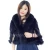 Import CX-B-M-41G New Winter Cape Knitted Mink Fur Shawl Real Fox Fur Trimmed Poncho Shawl Scarf from China