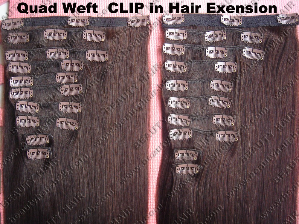 Deluxe Full Head Set Clip on Hair Extension Quad Weft or Triple Weft