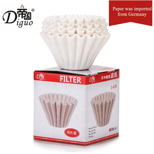 Diguo Hot Selling 1 - 2 Cups 2 - 4 Cups Bowl Shape Coffee Filter Paper Cake Shape Hand Drip Coffee Filter Paper