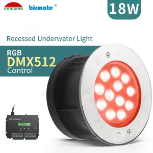 Dmx512 muti color SS316L RGB led recessed underwater Pool light for swimming pool 18W IP68 led pool light led underwater light