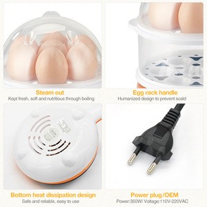 Double Layer Mini Egg Boiler Automatic Power Off Frying Pan 3 in 1 Breakfast Machine Egg Cooker