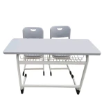 Double Wooden School Furniture Student Desk and Chair Set Modern School Desk