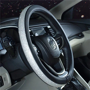 Durable Custom Printed  Rhinestone Silicone Steering Wheel Cover Luxury Bling Crystal Diamond Car Steering Wheel Cover