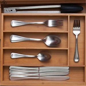 Durable wooden ktichenware custom logo household kitchen storage bamboo cutlery tray