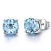 Earringsfor Ladies Topaz 925 Sterling Rhombus Sky Blue Stud Earring Romantic Birthday Gift Silver Jewelry