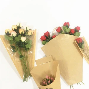 Eco-friendly Bopp and kraft paper bag, Flower pot sleeves bouquet packing paper bag