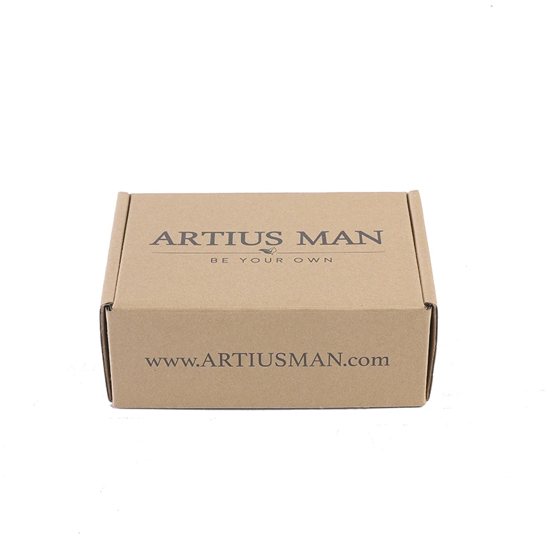 Eco friendly brown kraft paper packaging box with black logo