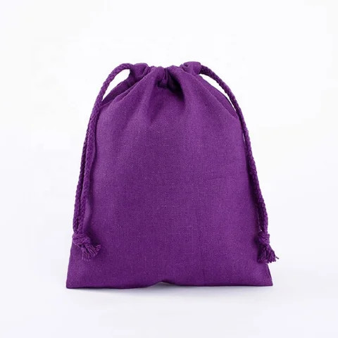 Eco-Friendly Red Linen Flax Fabric Drawstring Pouch for Jewelry Packaging