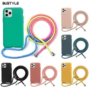 Eco-friendly100% Biodegradable Phone Case With Rope For Iphone12 SE2,Nylon Lanyard Strap Mobile Back Case  For Iphone11Pro Xs XR