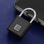 Elecpopular Black silver Type-C Rechargeable Fingerprint Lock Smart Padlock Door Padlocks Portable Anti-Theft for Bag Drawer