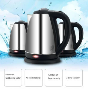 Electric Kettle 2L 1500W Kitchen Water Boiler Stainless Steel Tea Pot Auto Power-off ProtectionTeapot Instant Heating