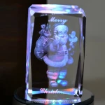 Elegant Clear Crystal Christmas Ornament with 3D Santa Laser Engraving