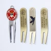Factory Bulk metal golf divot tools ,soft enamel golf ball marker with customized logo,exquisite golf ball fork