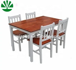 Factory cheap pine wood dining room furniture table chairs W-DF-0621