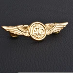Factory customized cheap high quality golden aviator wings lapel pin metal badges