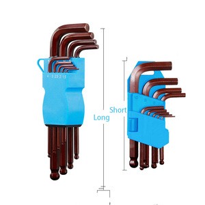 Factory Directly Sale Plastic Holder Metric 1.5mm-10mm Brown Bronze Finishing L-Type Ball Point Head S2 Hex Wrench Allen Key Set