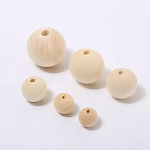 Factory Wholesale 4mm-40mm Wooden Beads Natural Wood Color Wooden Beads for Diy Jewelry