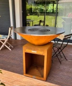 Factory wholesale custom Cortenstl Chimeneas Durable Outdoor BBQ Metal Fire Pit with Fire Ring Weather-Resistant for Outdoor Entertaining