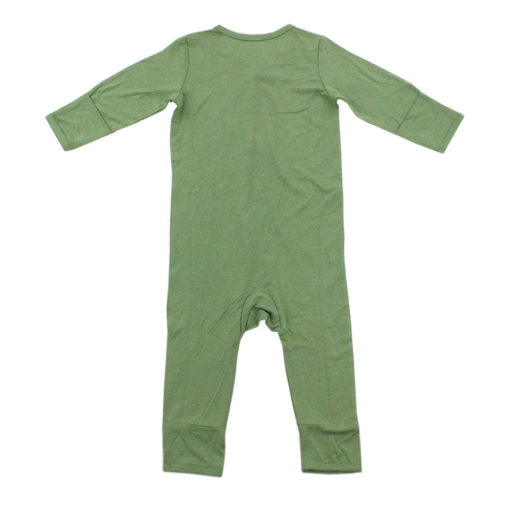 Factory wholesale custom organic bamboo fiber long sleeve zip plain baby sleepwear