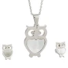 fashion 316L Stainless Steel Women&#039;s gold-color Authentic Shell lovely owl Jewelry Sets Chain Necklace+Earrings