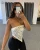 Import Fashion Irregular Hem Off Shoulder Printed Fitted Strapless Camisole Tops Womens Tank Tops Women Crop Tops from China