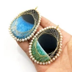 Fashion natural hand wired freeform stone pendant charms big size irregular agate pendants jewellery making supplies