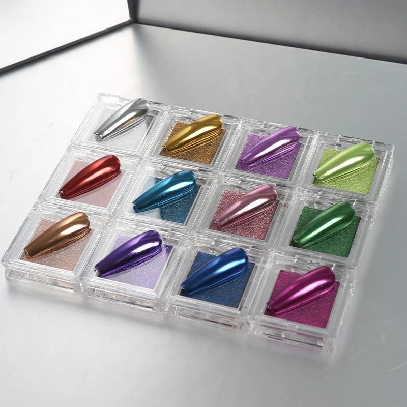 Feishi 12 Hot Sale Titanium colors Mirror Chrome UV Nails Solid pigment powder