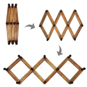 Folded wall-mounted wooden coat rack