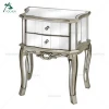 French Style Silver Glass Antique Silver Mirrored Nightstand