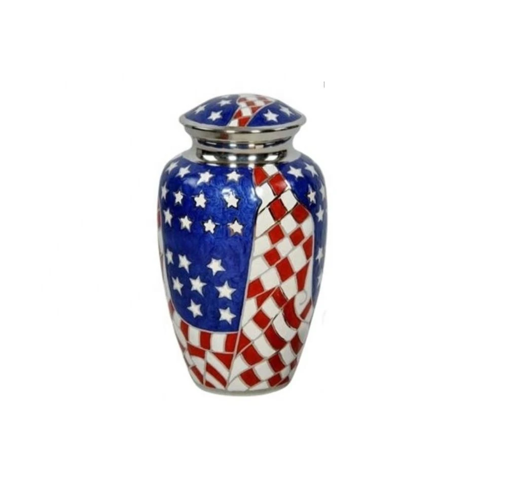Funeral Supplies Classic American Flag Metal Urn Casket Wholesaler &amp; Supplier