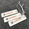 Garments color printing both sides die cut label hanging string paper hang tag with string