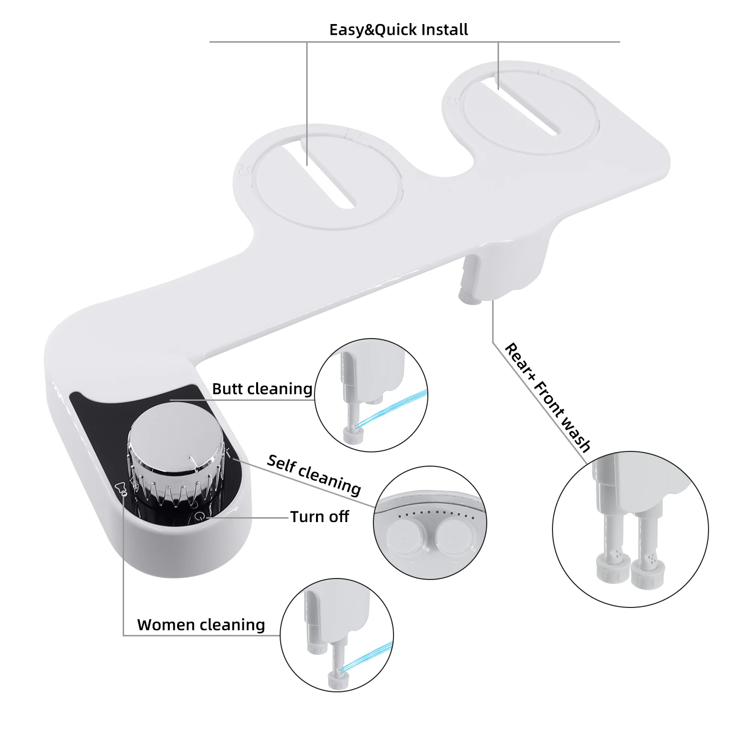 Germany New Design Cold water Toilet Bidet Attachment With Dual Nozzles Self-Cleaning