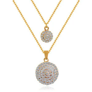 Gold Colors Jewelry Sets for Women Round Cubic Zircon Hypoallergenic alloy Necklace/Earrings