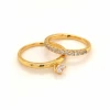 Gold jewelry 18k fashion silver jewelry wedding ring set with 18K Gold Plated gold jewelry 18k