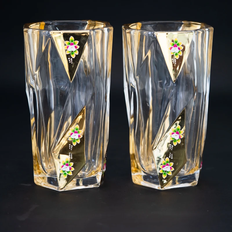 gold plated glass vase crystal flower vase for home decoration
