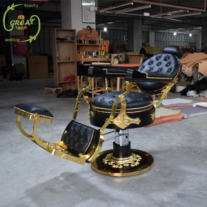 Great Foshan Factory Hot Sale Luxury High Quality Antique Black And Gold Barber Chair