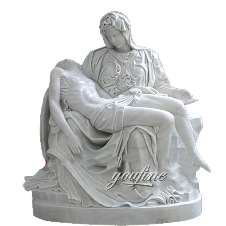 Hand Carved Stone La Pieta Marble Statue