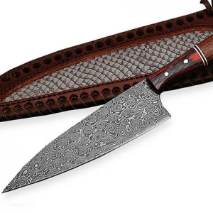 Hand made Damascus Steel Custom Design Kitchen Cook Chef Knife with pakka wood handle