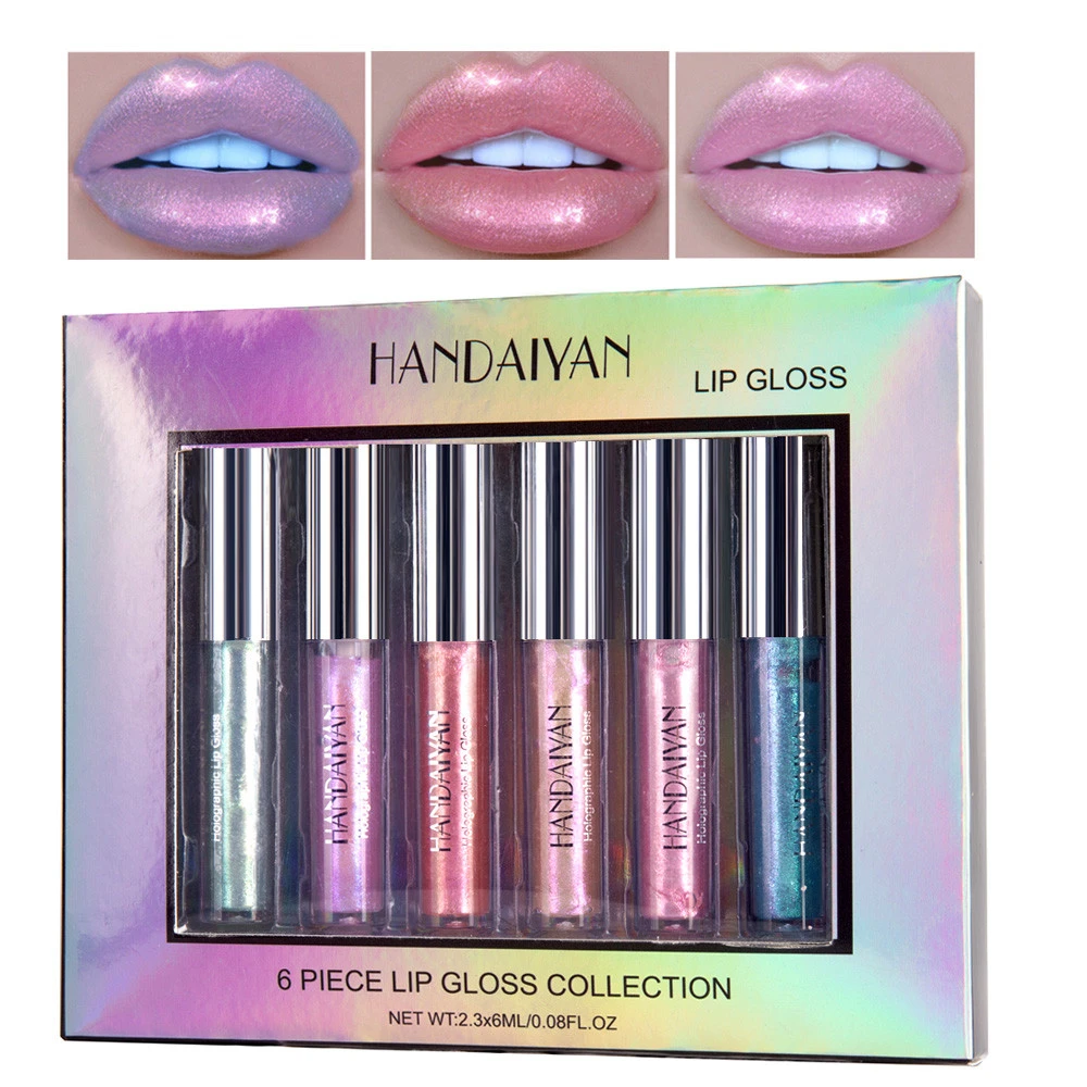 HANDAIYAN 6 Pcs Makeup Lip Gloss Gift kit Long Lasting Shimmer Lip Tint Nutritious Moisturizer Liquid Lipstick