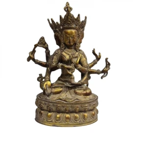 Handcrafted Statue Goddess Tara Gold Plated Nepal RELIGIOUS SCULPTURE Buddhism Art & Collectible INDIA