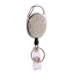 Heavy Duty Colorful Bling Stars ID Badge Reel Name Card Holder Retractable Badge Reel with Carabiner Belt Clip Key Ring