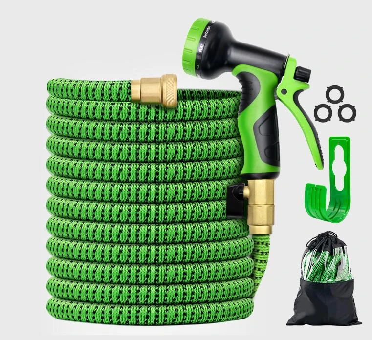 Heavy Duty Flexible Leakproof Garden Expandable Hose with 10 Pattern High Pressure Water Spray Nozzle and Storage Bagl