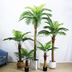 High Quality 90-300cm Plam Tree Plastic Leaf Small Large Potted Ornamental outdoor indoor Artificial Tree Plant for Home Decor