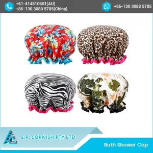 High Quality Bath Double Layer Large Enough Waterproof Shower Cap