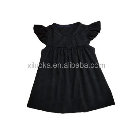 High Quality Children&#x27;s Clothing Summer Flutter Sleeve Solid Color Baby Girl Dress
