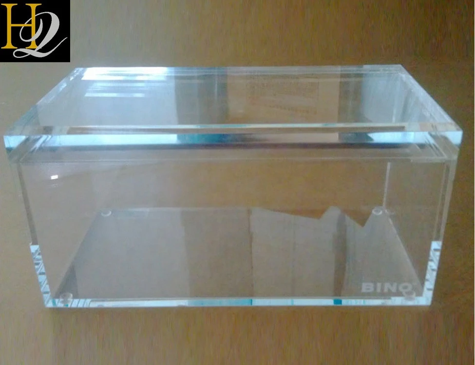 High quality customized size clear acrylic display storage box with hinged lid