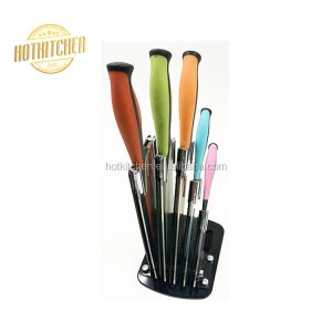 High quality Non-stick 5pcs colorful coating stainless steel kitchen knife set